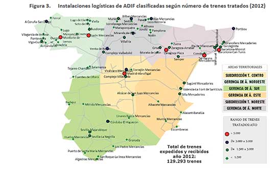 Las instalaciones logísticas con más de 5.000 trenes anuales son realmente escasas