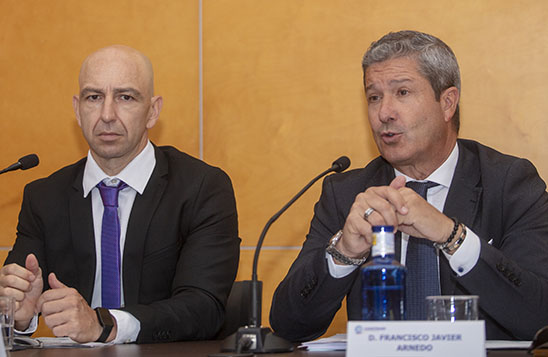 Javier Arnedo junto a Pedro Martínez, secretario general de CONETRANS