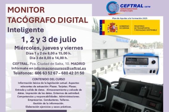 CEFTRAL organiza un curso de “Monitor de Tacógrafo Digital Inteligente”