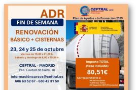 CEFTRAL abre la convocatoria para el curso de renovación ADR (Básico + Cisternas) en Madrid