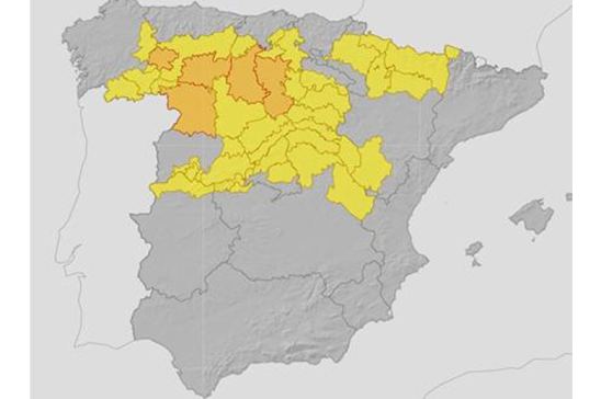 Mapa de avisos por nieve para el 28 de enero