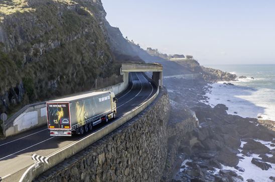 Camión circulando por carretera española