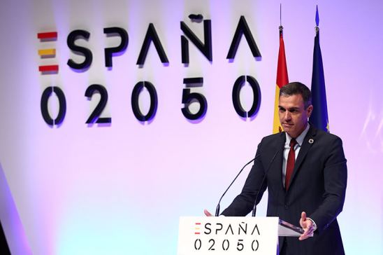 Pedro Sánchez en la presentación de la Agenda 2050