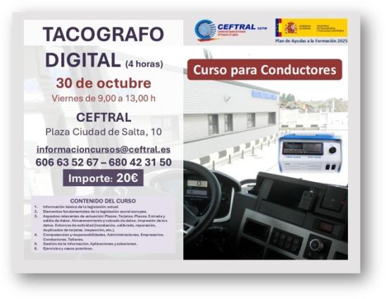 CEFTRAL organiza un curso de tacógrafo digital para conductores