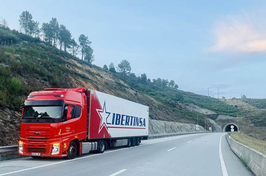 Camión circulando por carretera
