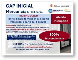 Abierta la inscripción para el curso CAP Inicial de Mercancías en Madrid