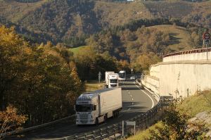 Camiones circulando por carretera