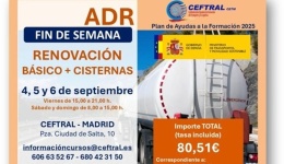 CEFTRAL organiza un curso ADR de renovación de Básico + Cisternas en Madrid